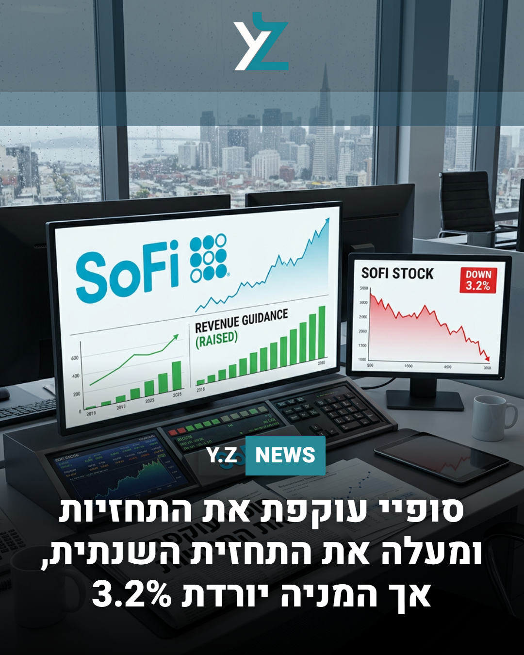 סופיי עוקפת את התחזיות ומעלה את התחזית השנתית, אך המניה יורדת 3.2%
