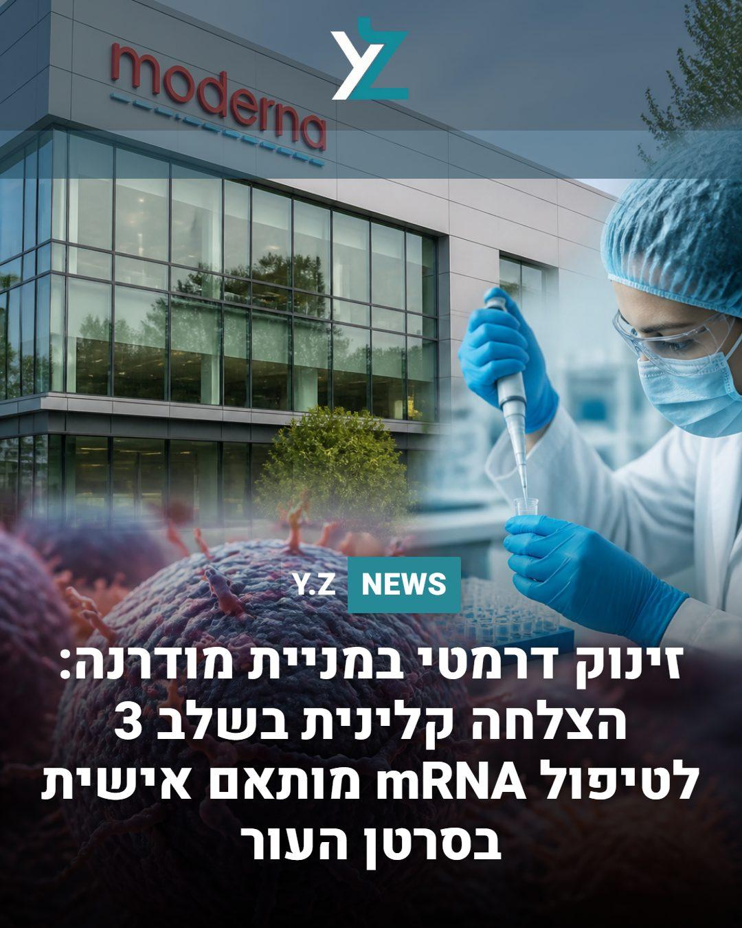 זינוק דרמטי במניית מודרנה: הצלחה קלינית בשלב 3 לטיפול mRNA מותאם אישית בסרטן העור